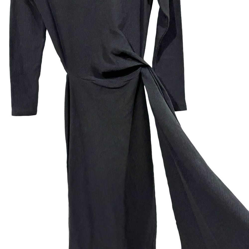 Cult Gaia Tina Side Knot Cutout Ribbed Knit Midi Dress Black XS Long Sleeve - Picture 3 of 9